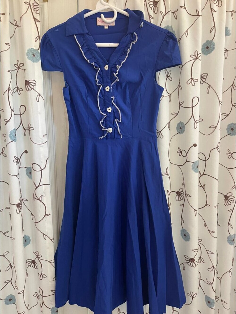 Belle Poque Sz Small Ruffle Collar Fit & Flare Dress
